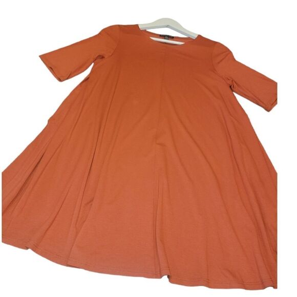NWOT Eileen Fisher Rust Orange Pekoe Viscose Jersey Jewel Neck Tunic Tee Top S - Picture 6 of 12